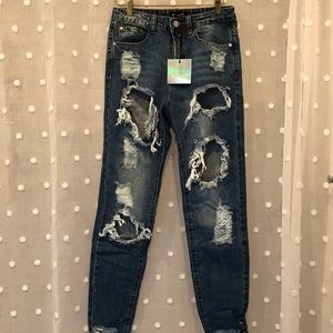 Missguided Riot High Rise Ripped Jeans